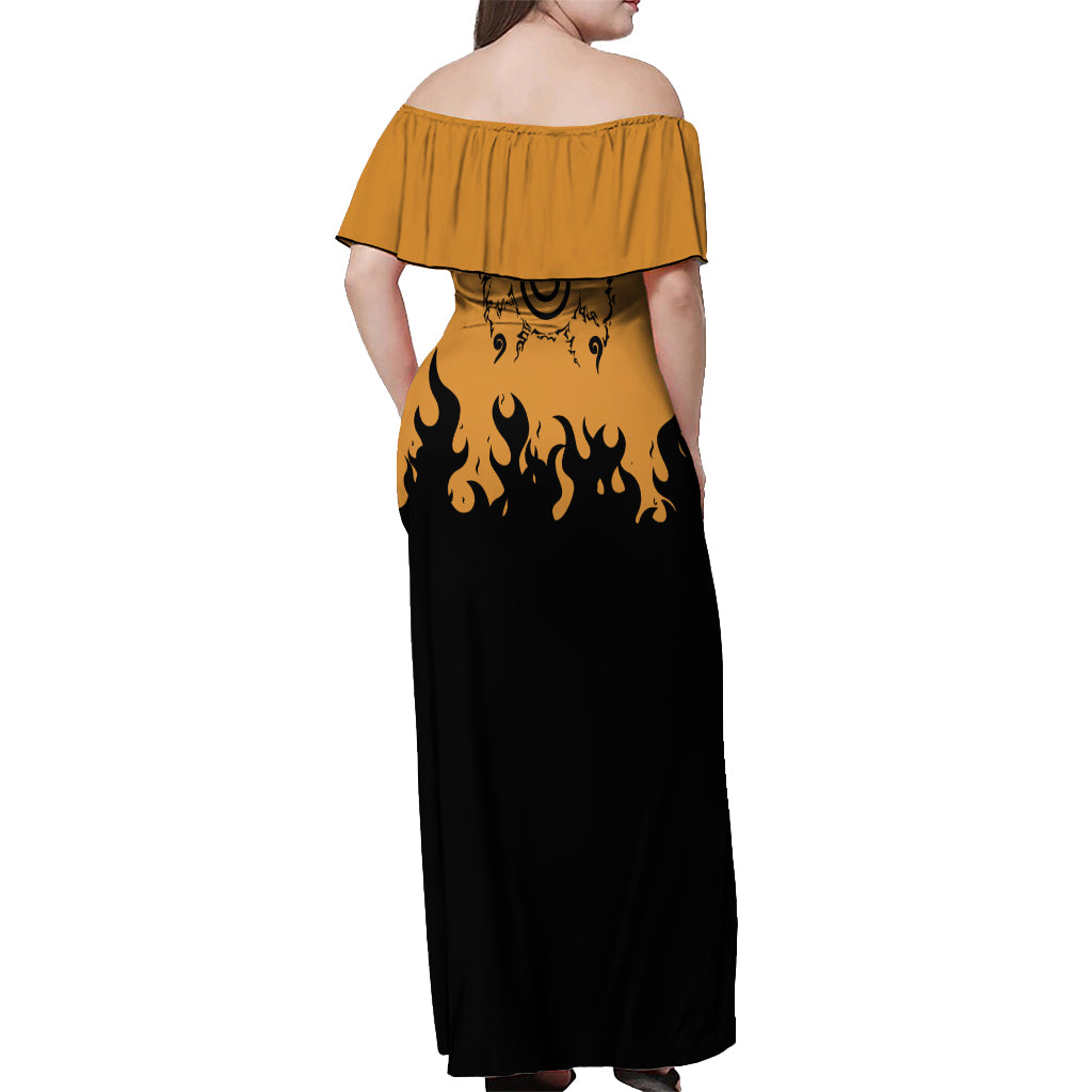 Kurama Sealing Eight Trigrams Symbol Off Shoulder Maxi Dress Naruto