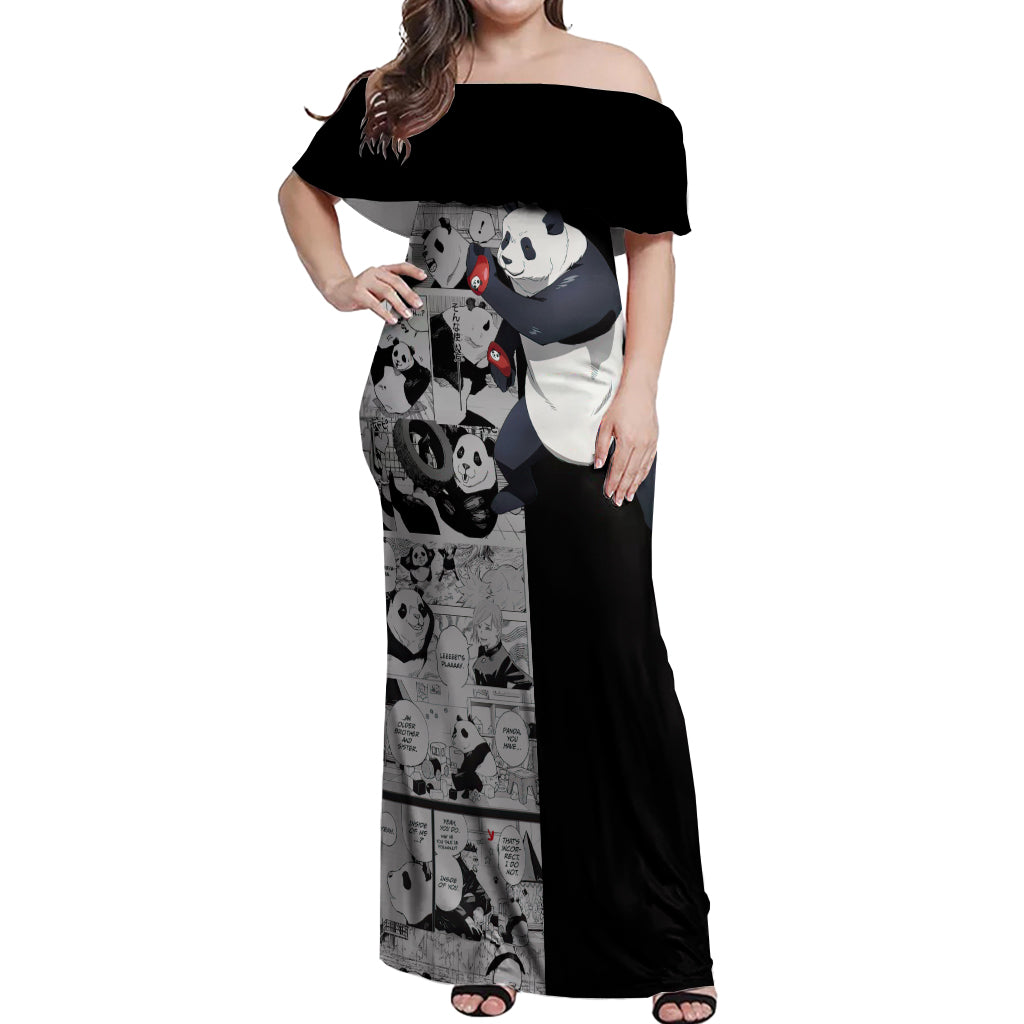 Panda Off Shoulder Maxi Dress Jujustu Kaisen