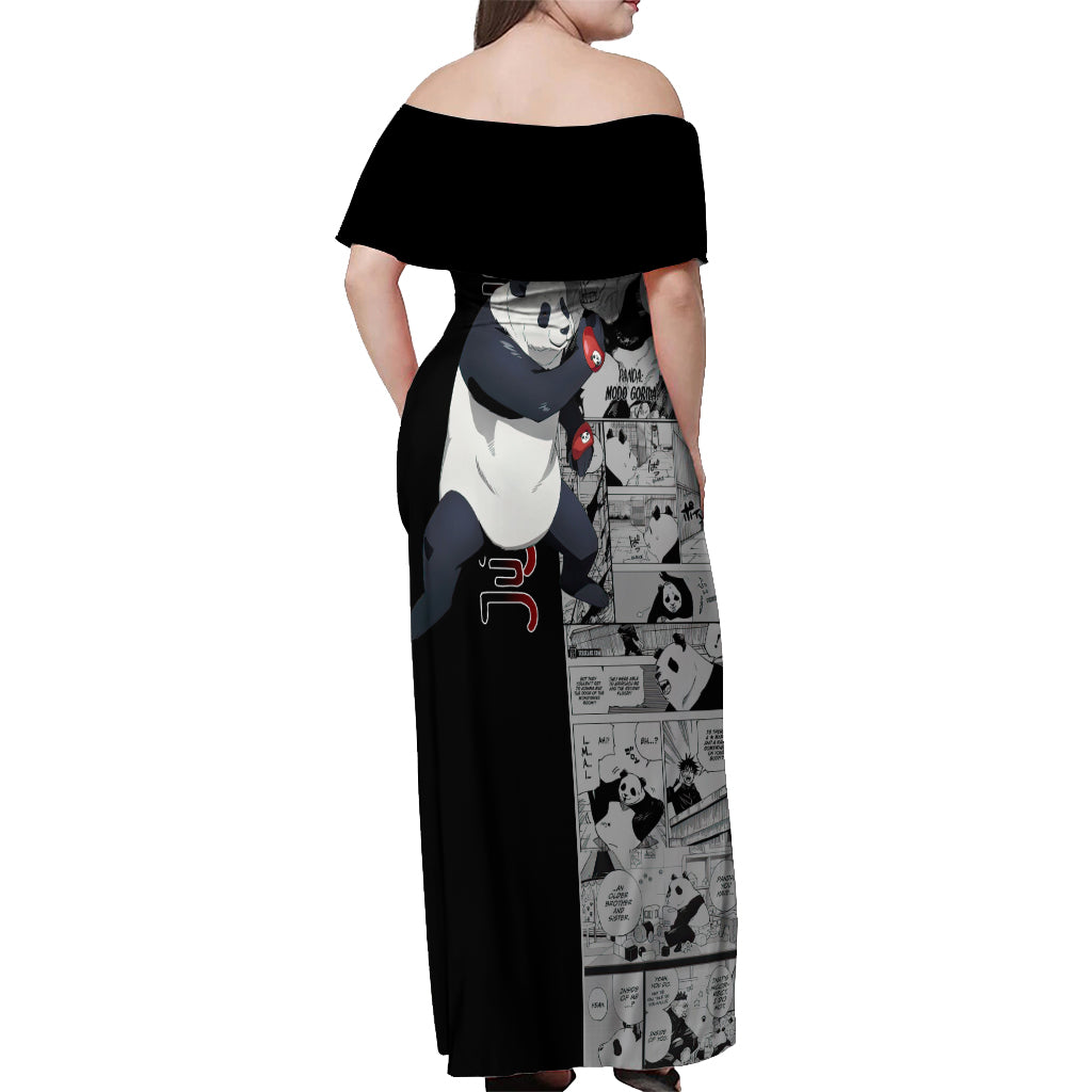 Panda Off Shoulder Maxi Dress Jujustu Kaisen