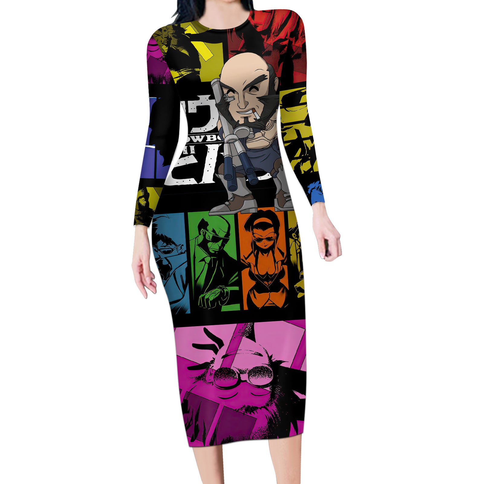 Black Jet Long Sleeve Bodycon Dress