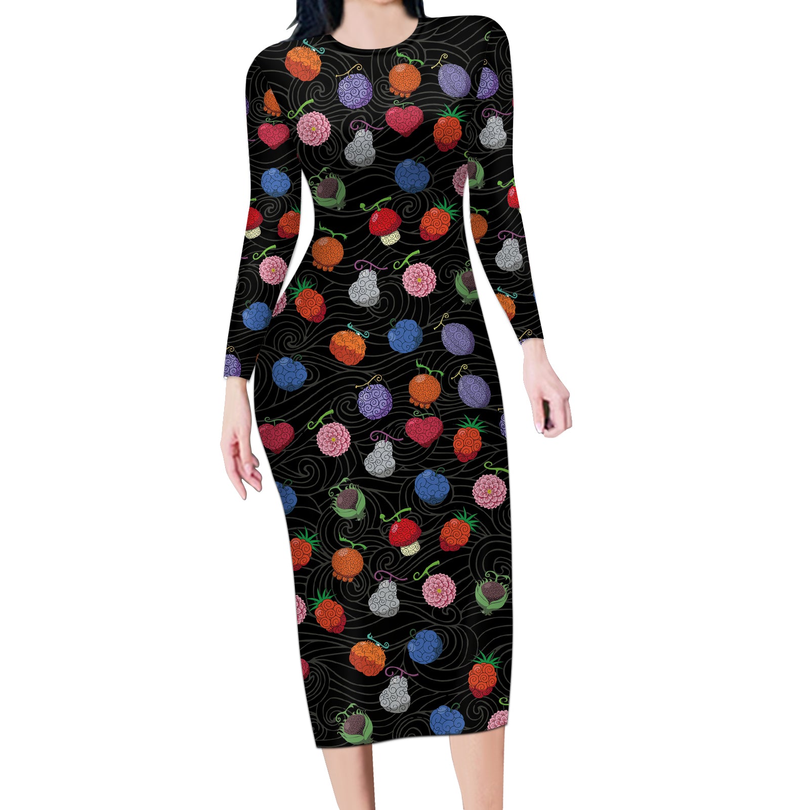Devil Fruits Long Sleeve Bodycon Dress One Piece