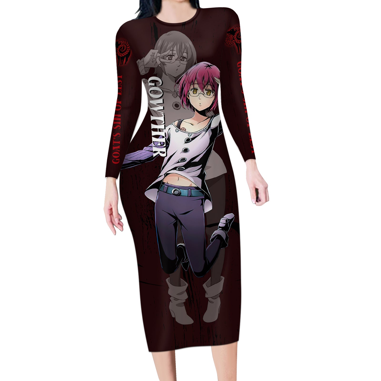 Goat's Sin of Lust Gowther Long Sleeve Bodycon Dress Ten Commandments