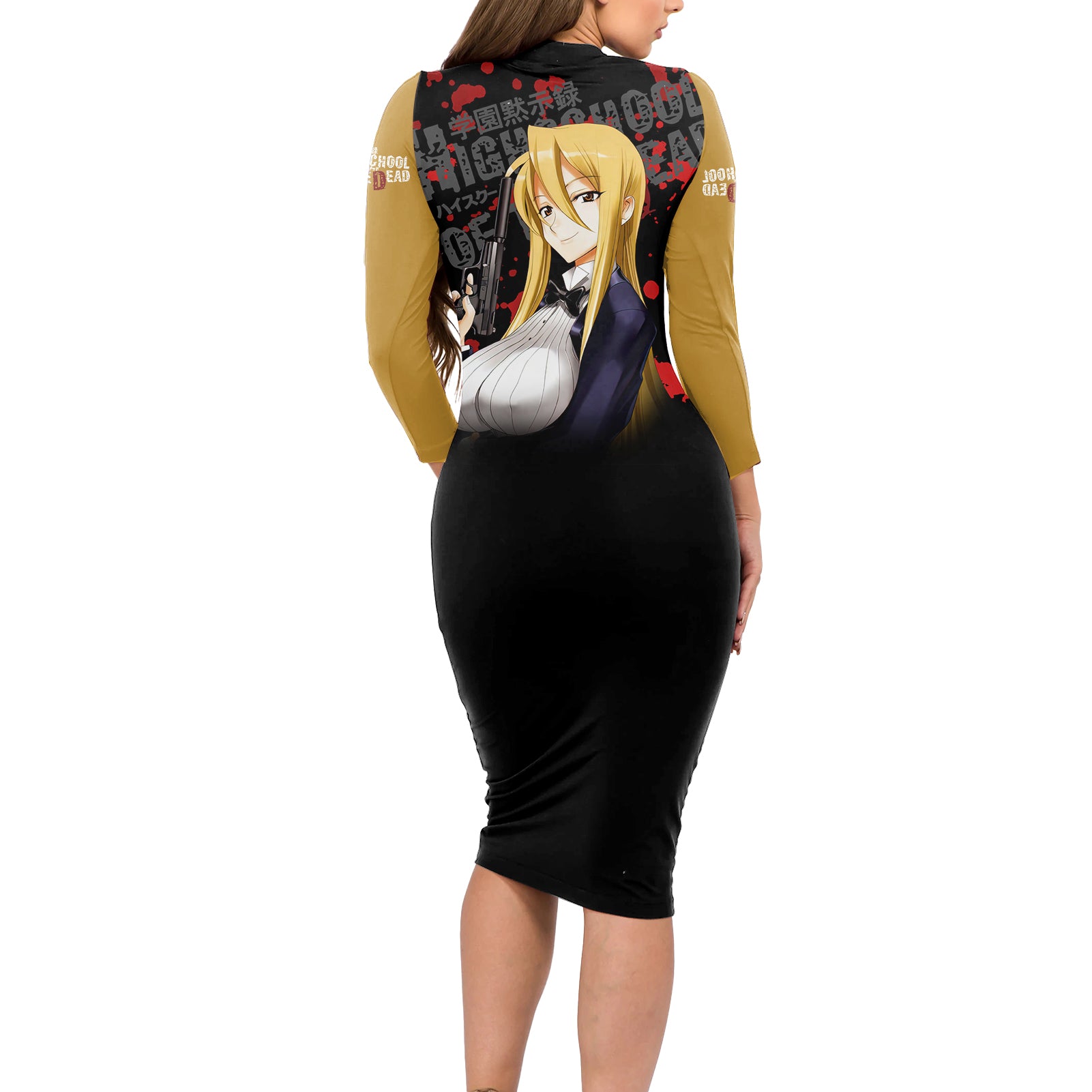 Shizuka Marikawa Long Sleeve Bodycon Dress Highschool Of Dead