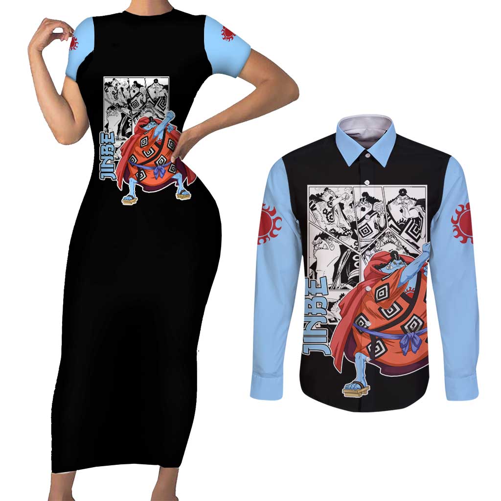 Jinbe - One Piece Couples Matching Short Sleeve Bodycon Dress and Long Sleeve Button Shirt Anime Mix Manga Style