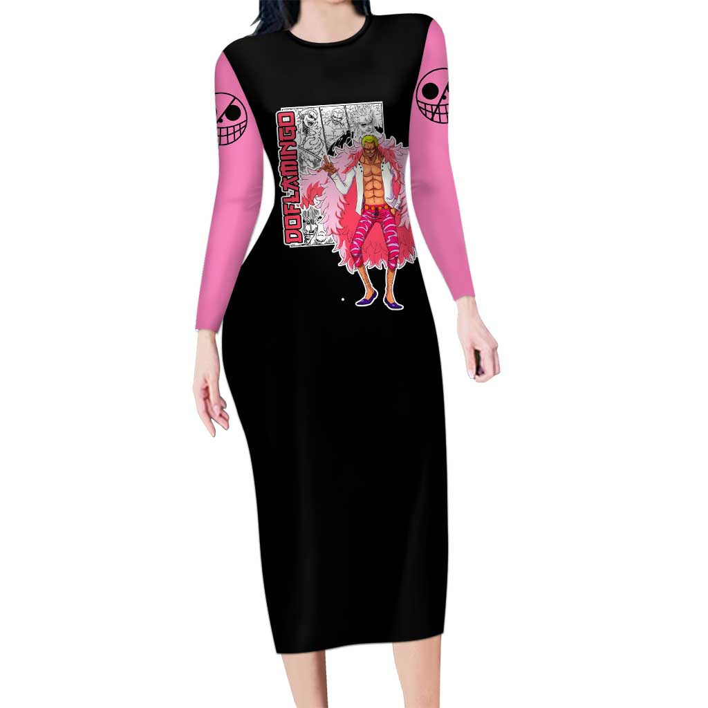 Doflamingo - One Piece Long Sleeve Bodycon Dress Anime Mix Manga Style