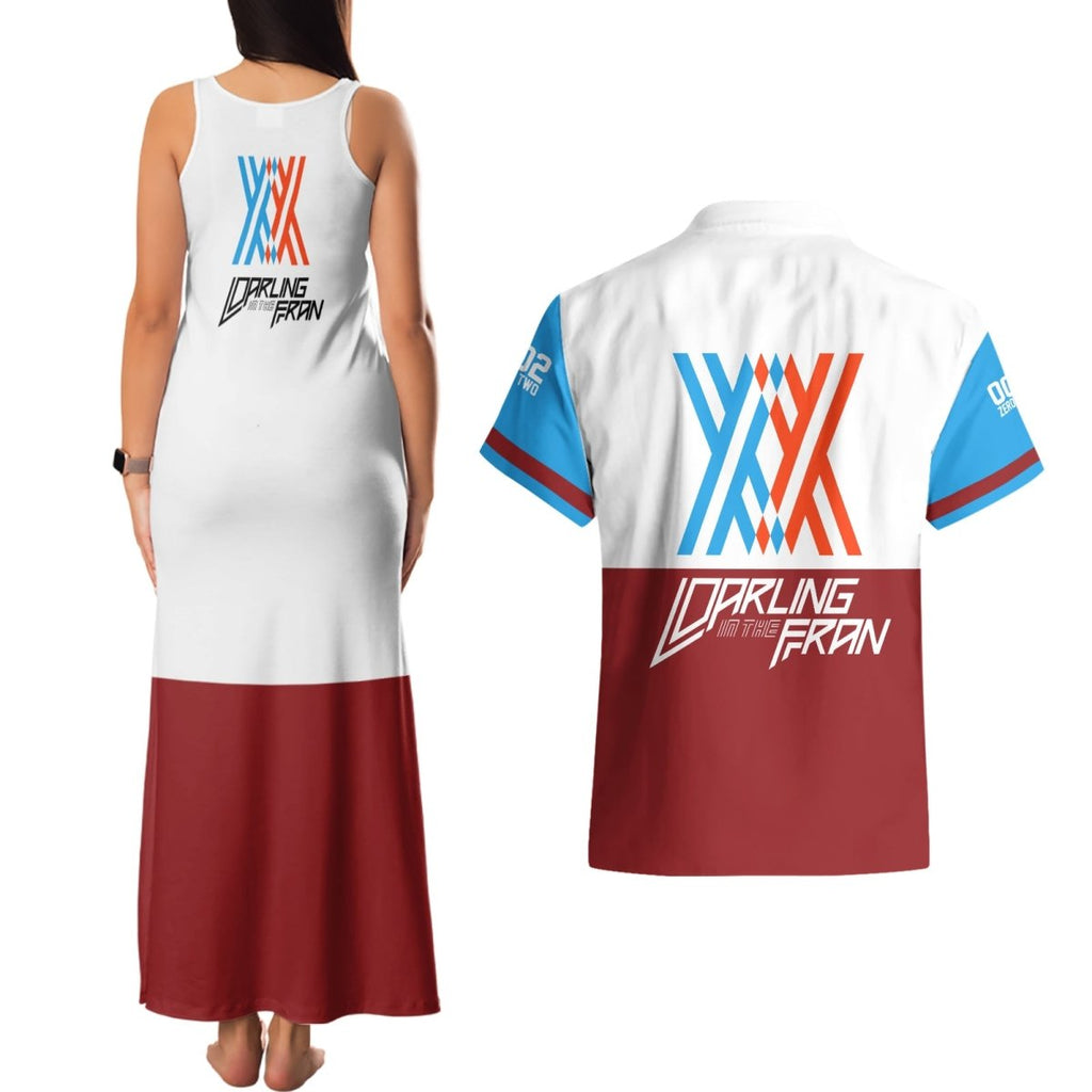 002 Zero Two Strelitzia Couples Matching Tank Maxi Dress and Hawaiian Shirt Anime Style TS04 - The Mazicc - S - S - Multicolor