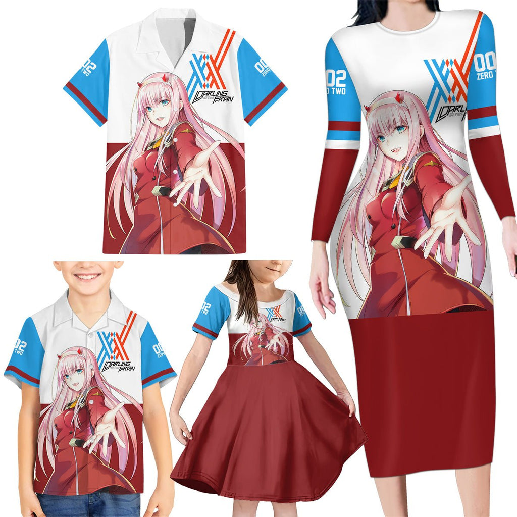 002 Zero Two Strelitzia Family Matching Long Sleeve Bodycon Dress and Hawaiian Shirt Anime Style TS04 - The Mazicc - Dad's Shirt - Short Sleeve - S - Multicolor