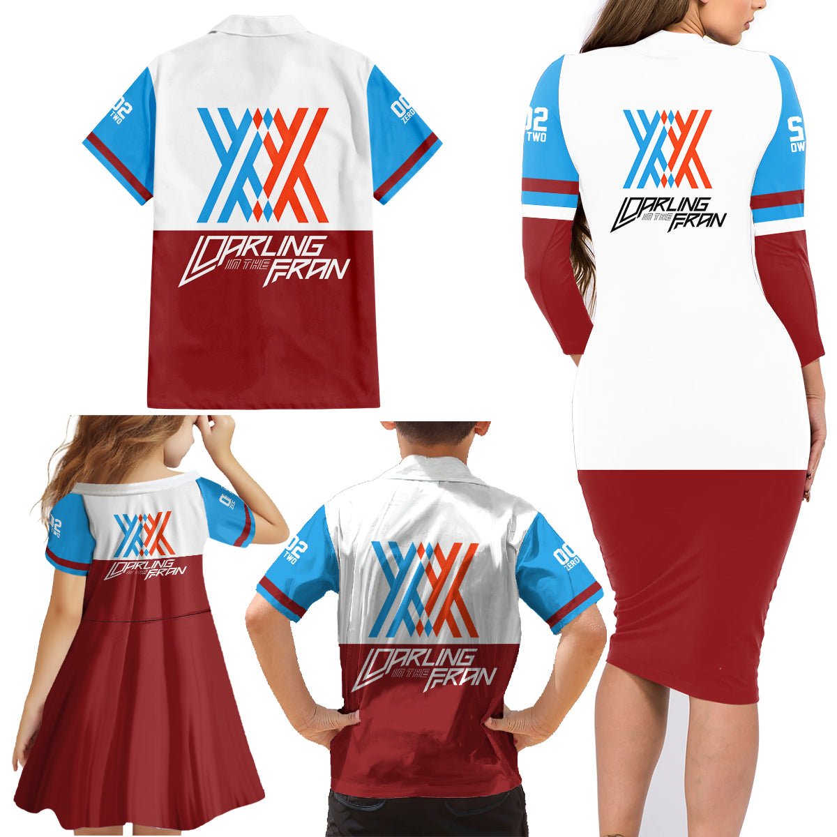 002 Zero Two Strelitzia Family Matching Long Sleeve Bodycon Dress and Hawaiian Shirt Anime Style TS04 - The Mazicc - Dad's Shirt - Short Sleeve - S - Multicolor