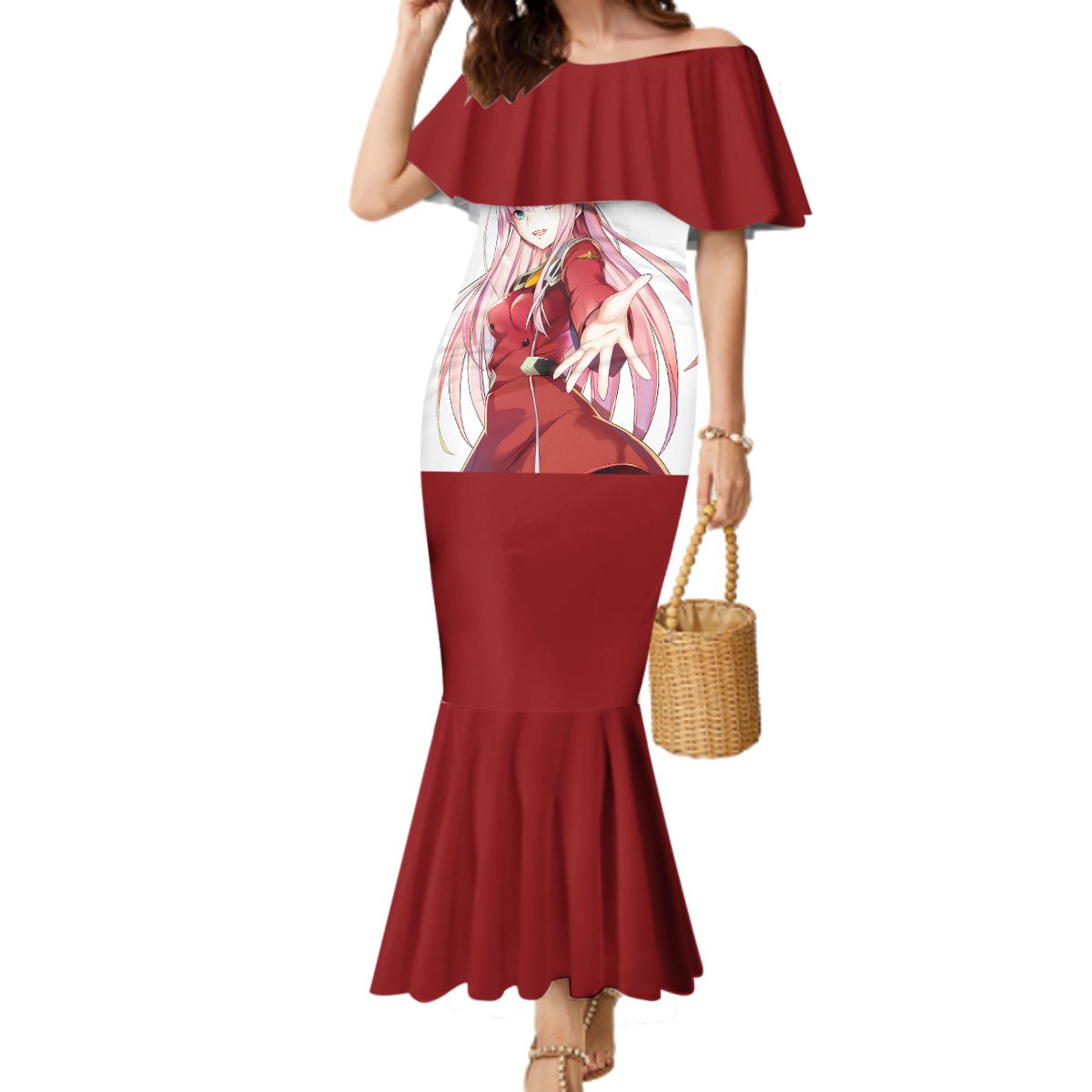 002 Zero Two Strelitzia Family Matching Mermaid Dress and Hawaiian Shirt Anime Style TS04 - The Mazicc - Mom's Dress - S - Multicolor