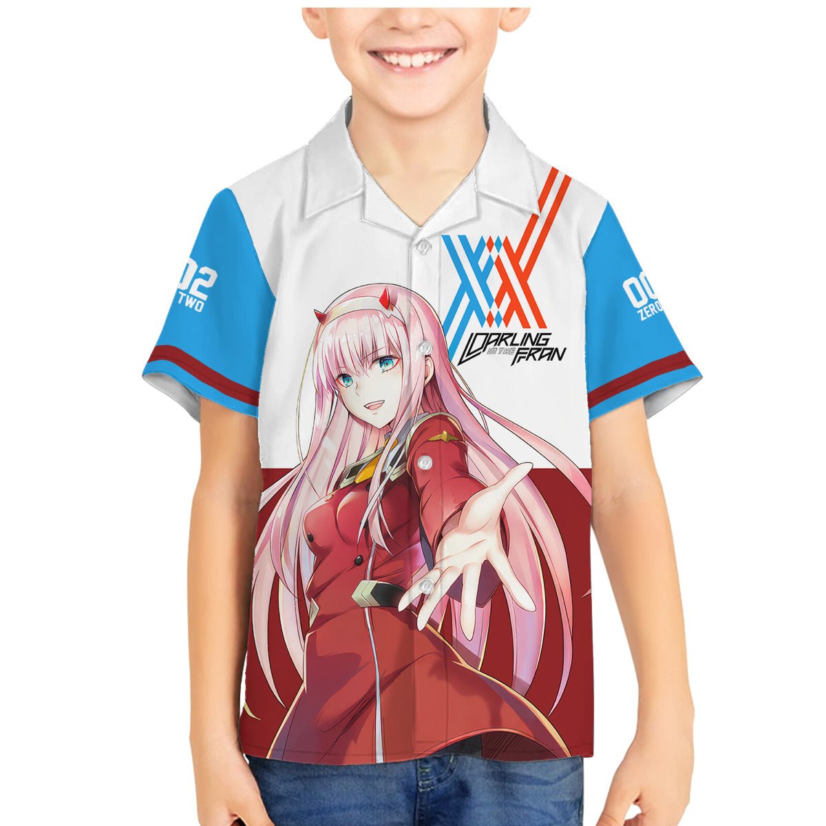 002 Zero Two Strelitzia Family Matching Mermaid Dress and Hawaiian Shirt Anime Style TS04 - The Mazicc - Son's Shirt - 2 - Multicolor