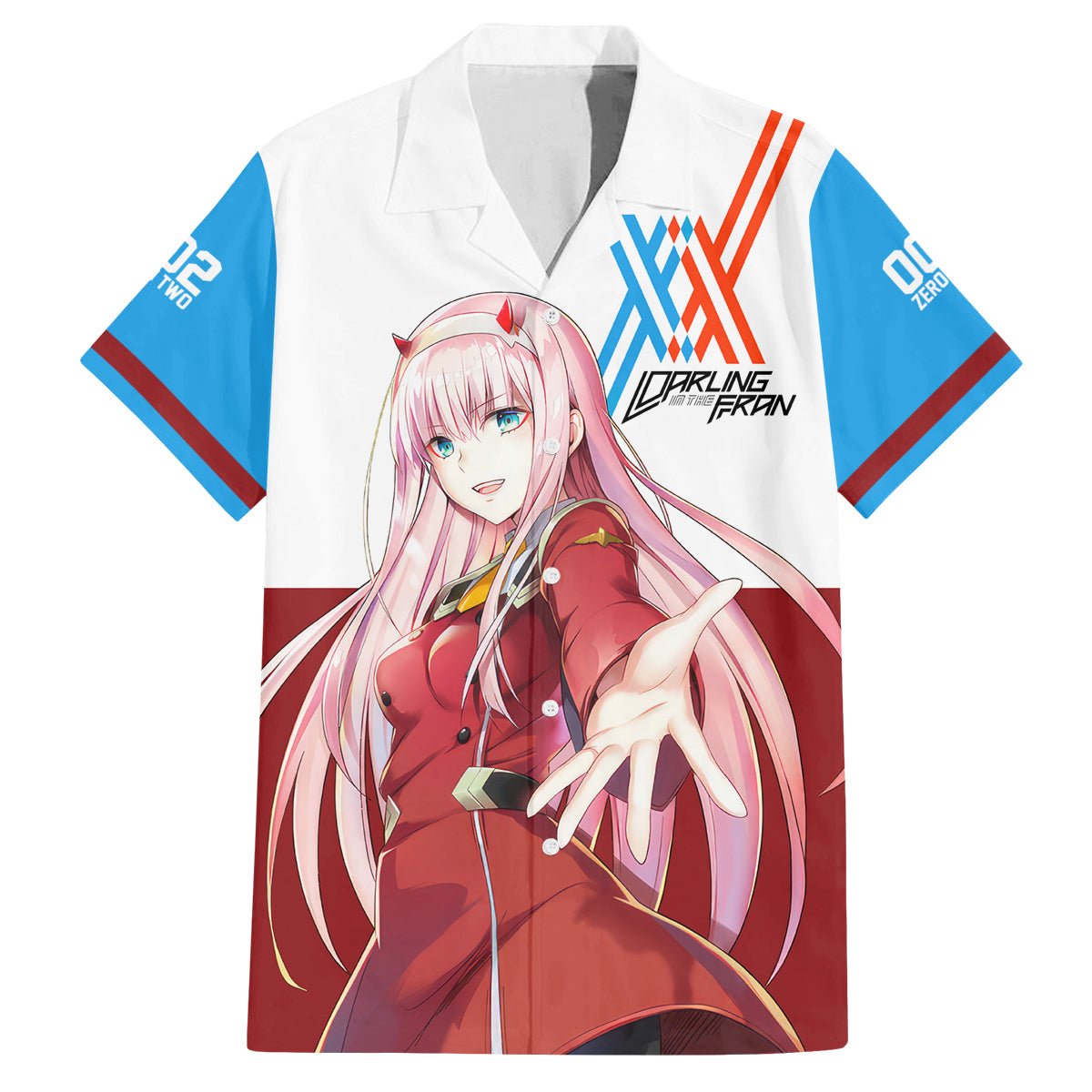 002 Zero Two Strelitzia Family Matching Puletasi and Hawaiian Shirt Anime Style TS04 - The Mazicc - Dad's Shirt - Short Sleeve - S - Multicolor