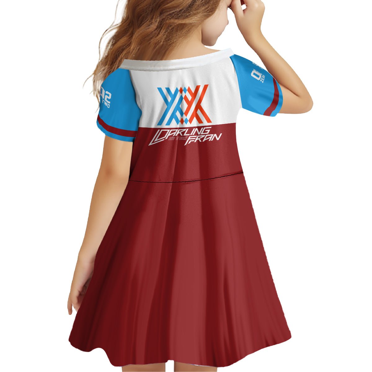 002 Zero Two Strelitzia Family Matching Puletasi and Hawaiian Shirt Anime Style TS04 - The Mazicc - Daughter's Dress - 4 - Multicolor