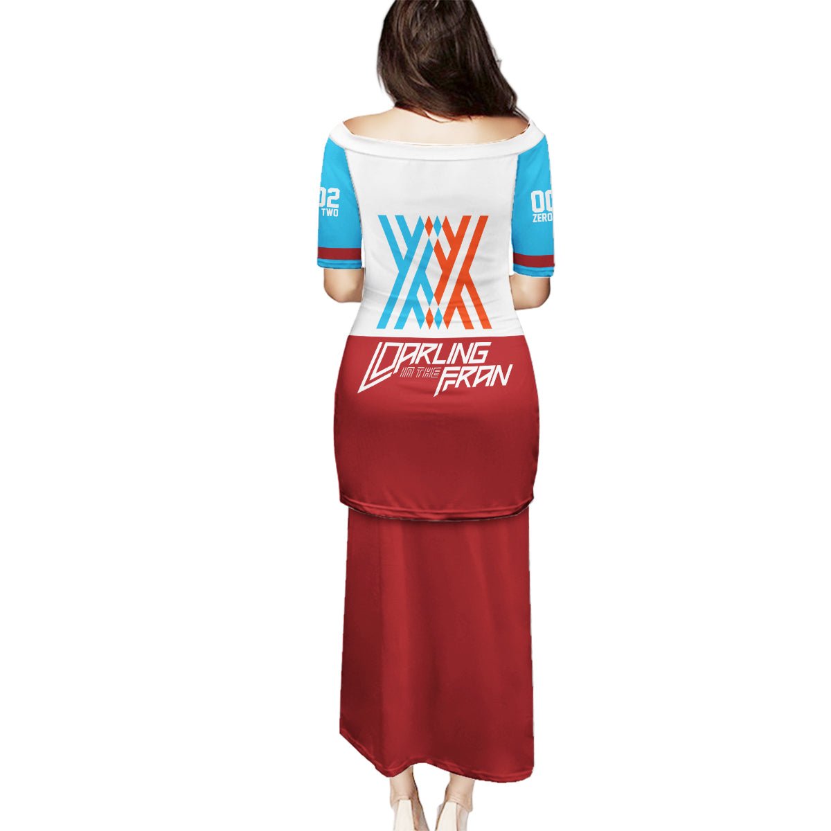002 Zero Two Strelitzia Family Matching Puletasi and Hawaiian Shirt Anime Style TS04 - The Mazicc - Mom's Dress - S - Multicolor