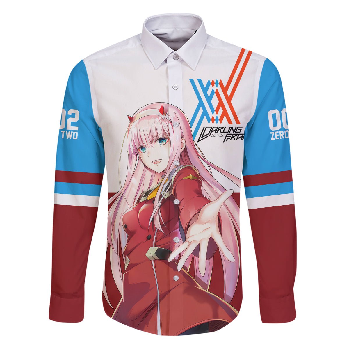 002 Zero Two Strelitzia Family Matching Puletasi and Hawaiian Shirt Anime Style TS04 - The Mazicc - Dad's Shirt - Long Sleeve - S - Multicolor