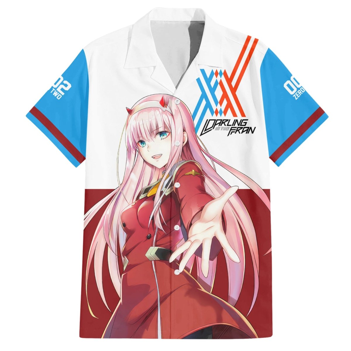 002 Zero Two Strelitzia Family Matching Short Sleeve Bodycon Dress and Hawaiian Shirt Anime Style TS04 - The Mazicc - Dad's Shirt - Short Sleeve - S - Multicolor