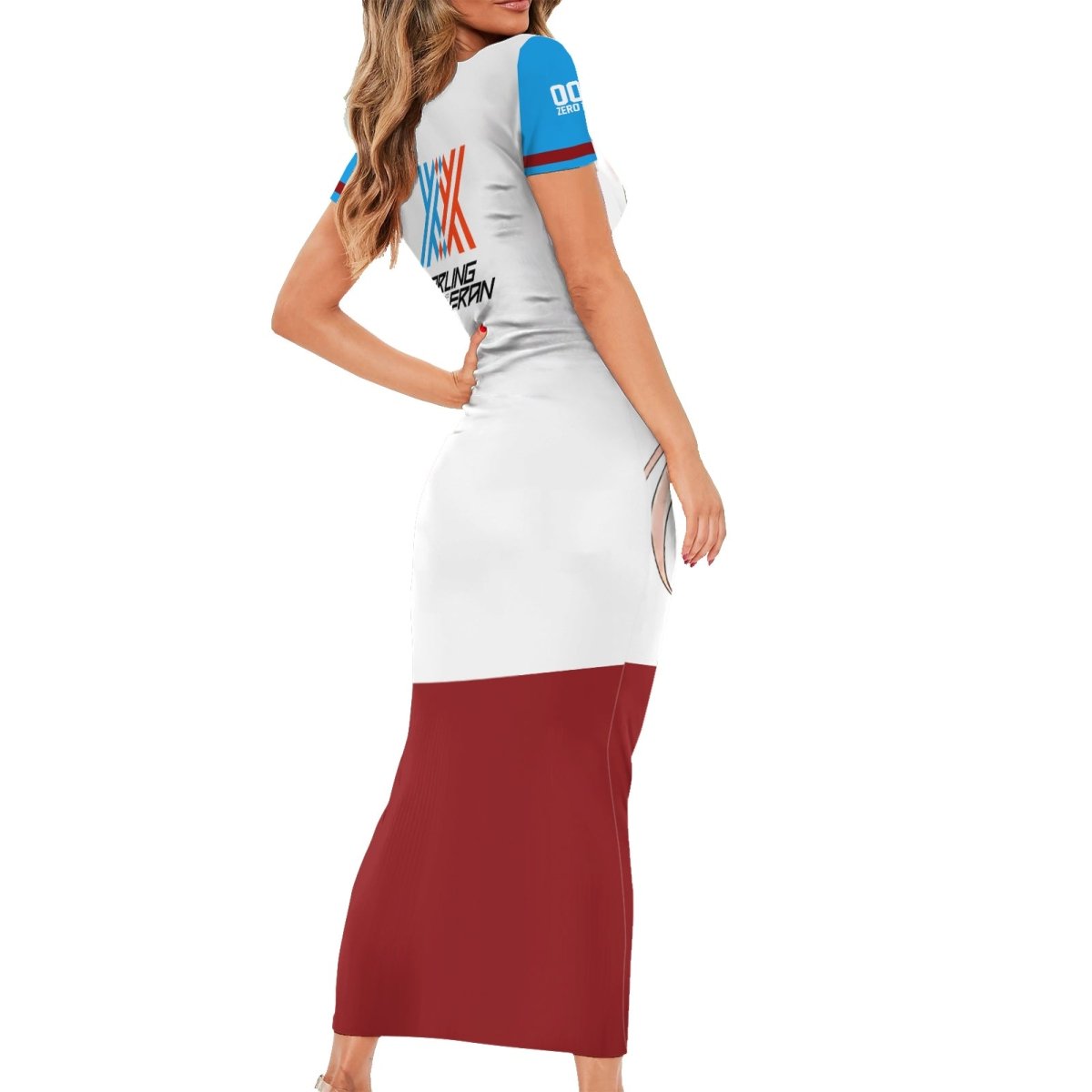 002 Zero Two Strelitzia Family Matching Short Sleeve Bodycon Dress and Hawaiian Shirt Anime Style TS04 - The Mazicc - Mom's Dress - S - Multicolor