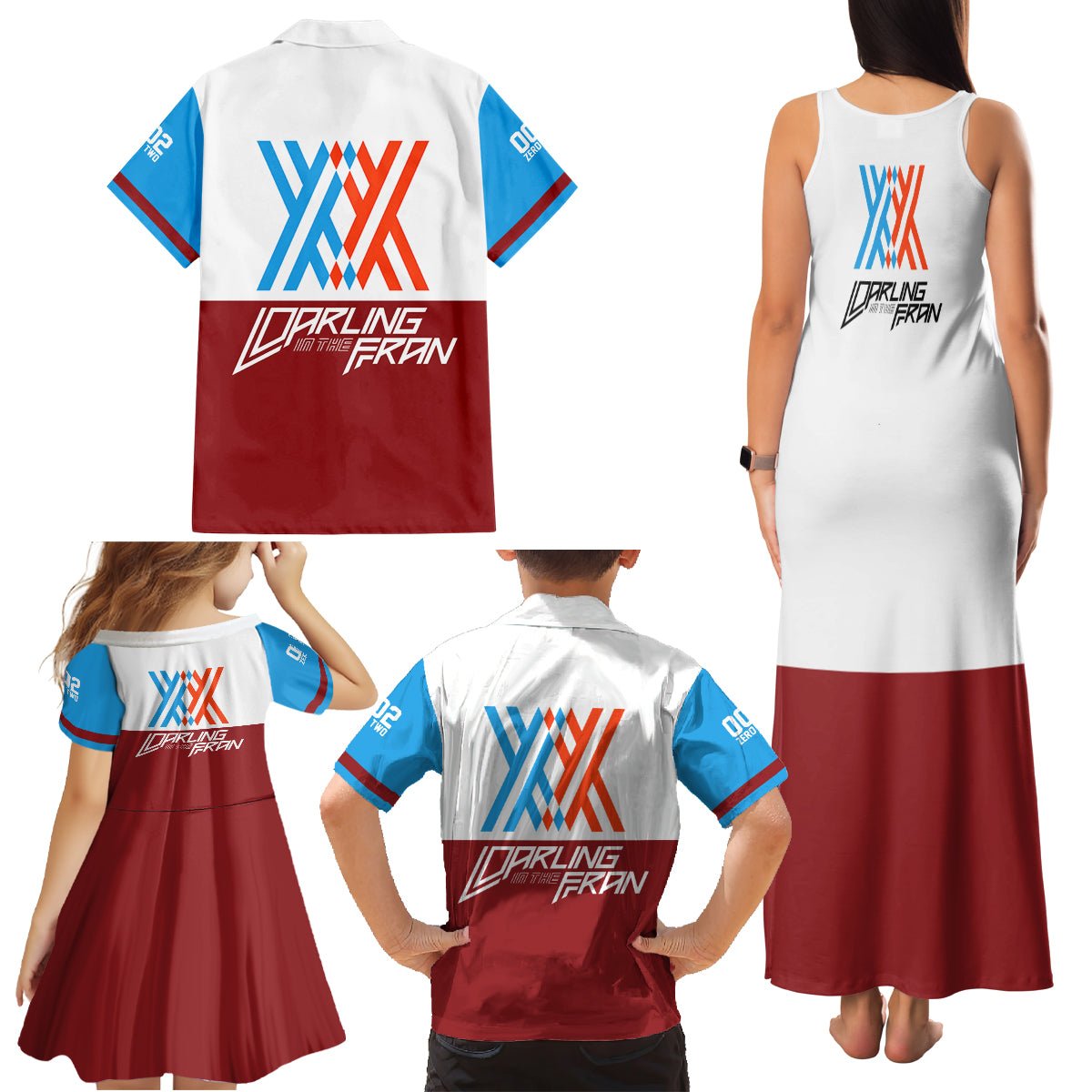 002 Zero Two Strelitzia Family Matching Tank Maxi Dress and Hawaiian Shirt Anime Style TS04 - The Mazicc - Dad's Shirt - Short Sleeve - S - Multicolor