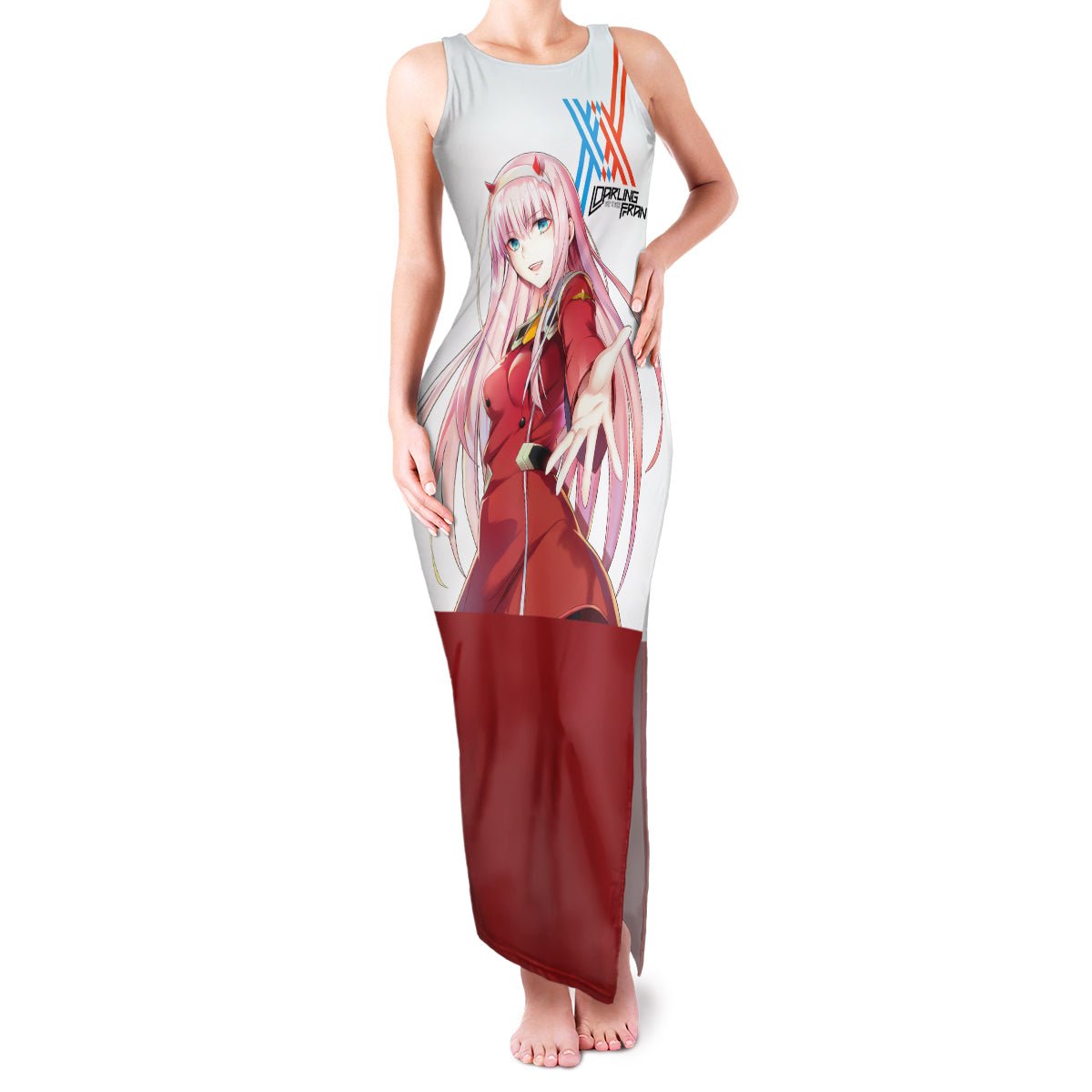002 Zero Two Strelitzia Family Matching Tank Maxi Dress and Hawaiian Shirt Anime Style TS04 - The Mazicc - Mom's Dress - S - Multicolor