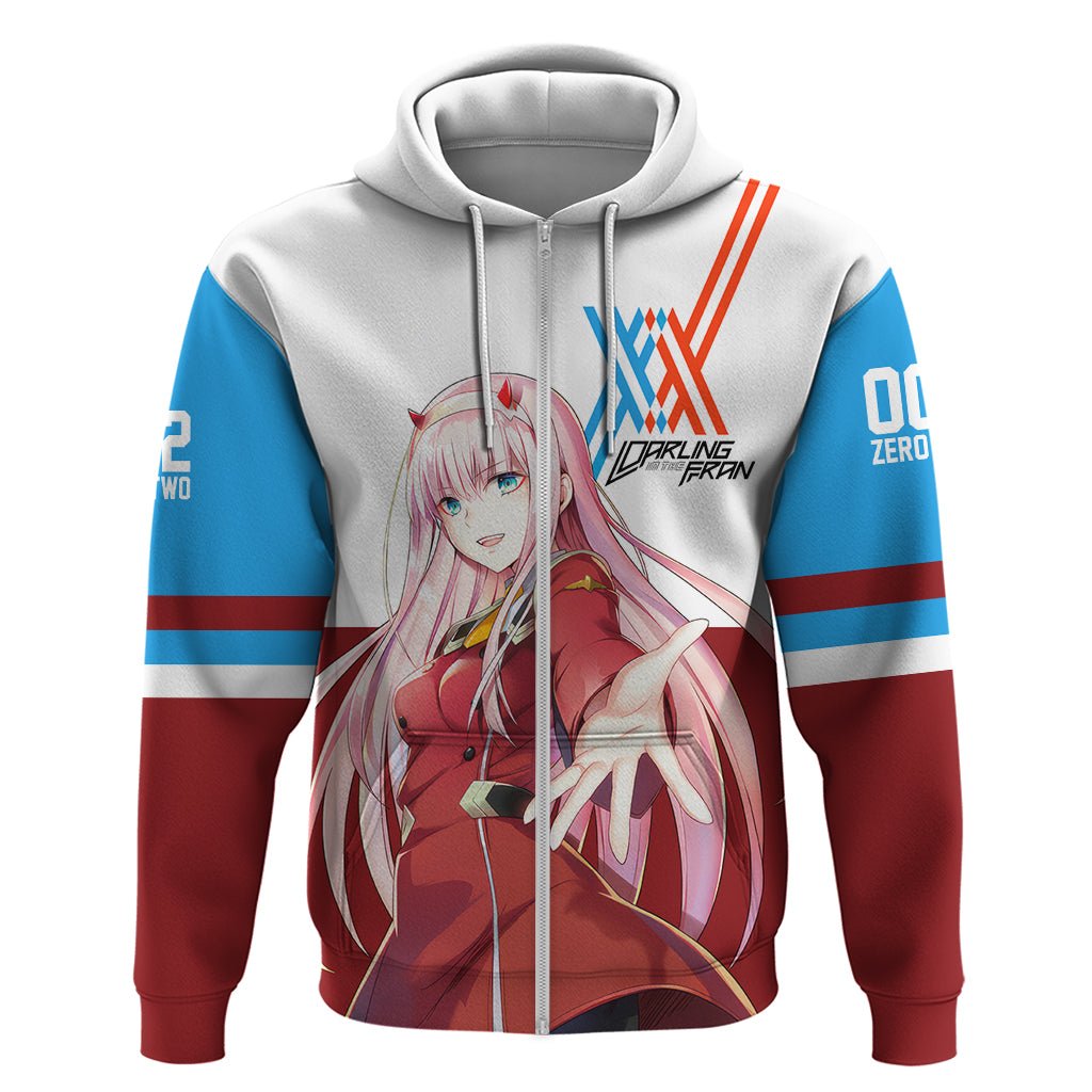 002 Zero Two Strelitzia Hoodie Anime Style TS04 - The Mazicc - Zip Hoodie - S - Multicolor