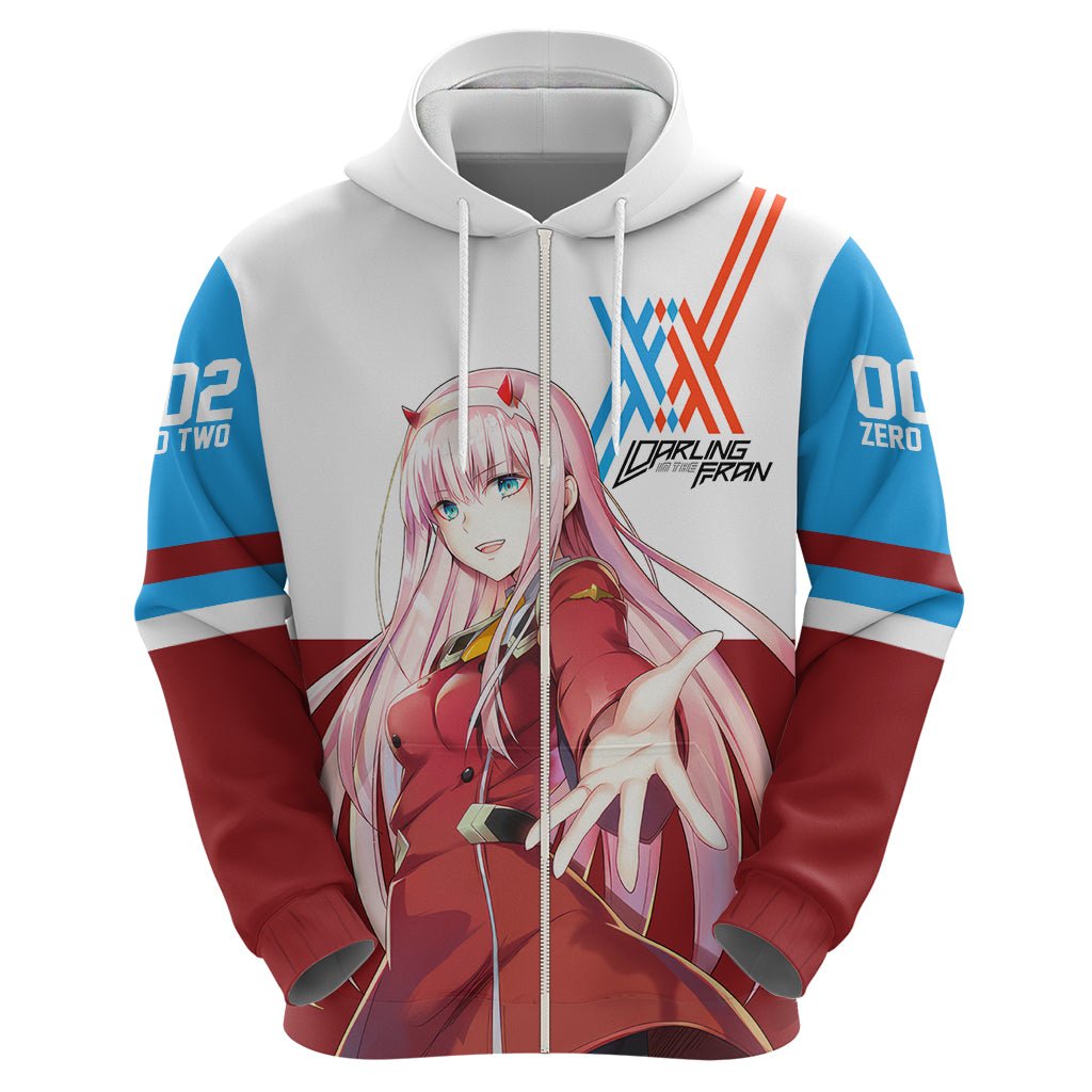 002 Zero Two Strelitzia Hoodie Anime Style TS04 - The Mazicc - Zip Hoodie - S - Multicolor