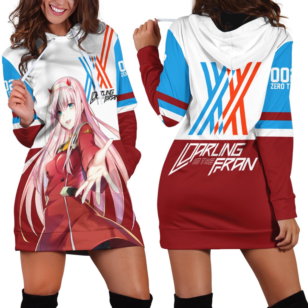 002 Zero Two Strelitzia Hoodie Dress Anime Style TS04 - The Mazicc - XS - Multicolor -