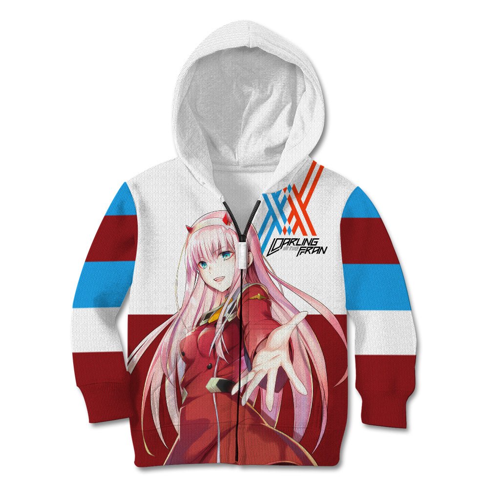 002 Zero Two Strelitzia Kid Hoodie Anime Style TS04 - The Mazicc - Zip Hoodie - Toddler 2T - Multicolor