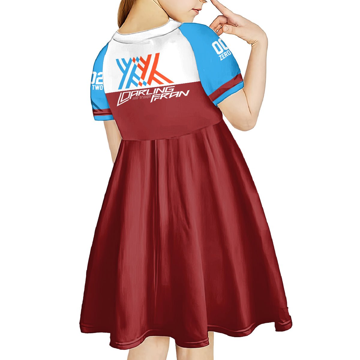 002 Zero Two Strelitzia Kid Short Sleeve Dress Anime Style TS04 - The Mazicc - KID - 4 - Multicolor