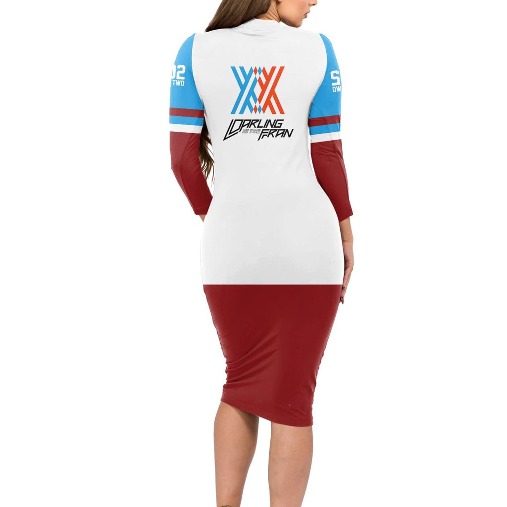 002 Zero Two Strelitzia Long Sleeve Bodycon Dress Anime Style TS04 - The Mazicc - Long Dress - S - Multicolor