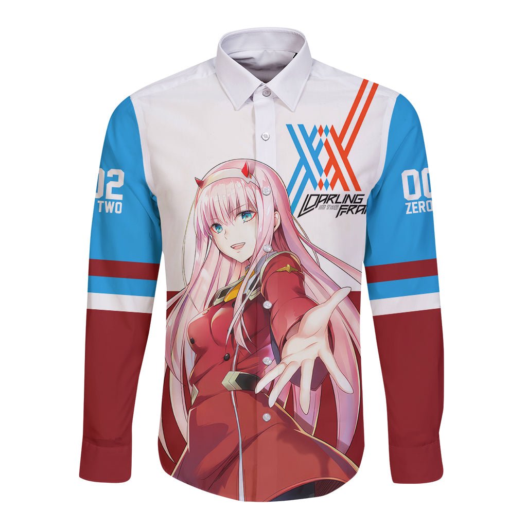 002 Zero Two Strelitzia Long Sleeve Button Shirt Anime Style TS04 - The Mazicc - Unisex - S - Multicolor
