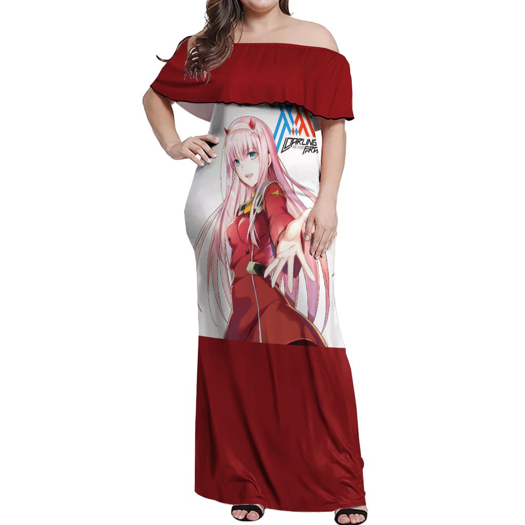 002 Zero Two Strelitzia Off Shoulder Maxi Dress Anime Style TS04 - The Mazicc - Women - S - Multicolor