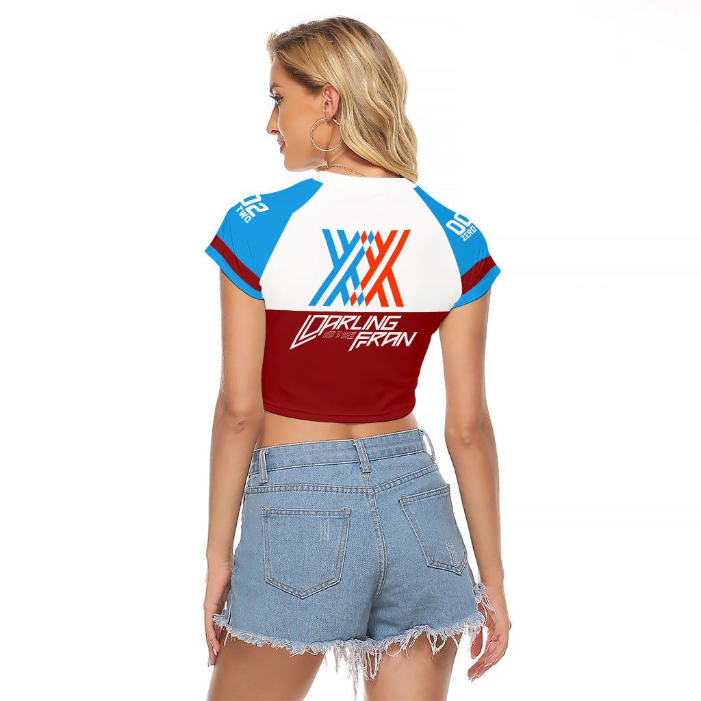 002 Zero Two Strelitzia Raglan Cropped T Shirt Anime Style TS04 - The Mazicc - Female - S - Multicolor