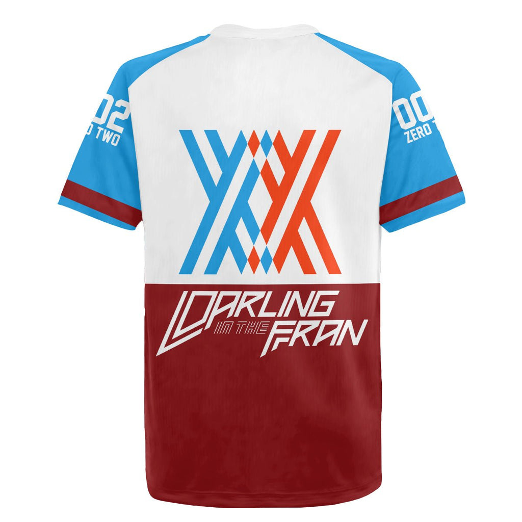 002 Zero Two Strelitzia Rugby Jersey Anime Style TS04 - The Mazicc - S - Multicolor -