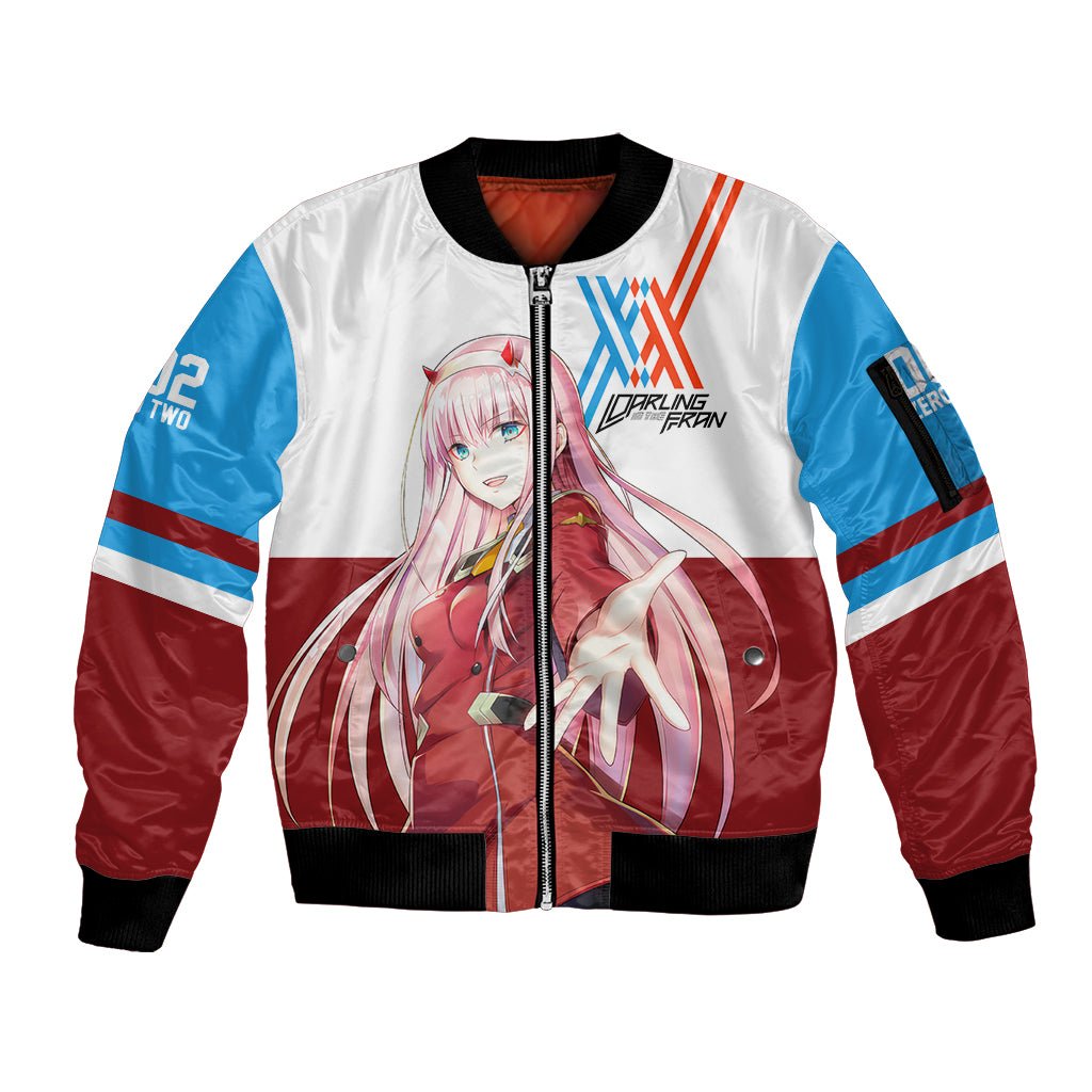 002 Zero Two Strelitzia Sleeve Zip Bomber Jacket Anime Style TS04 - The Mazicc - Unisex - S - Multicolor