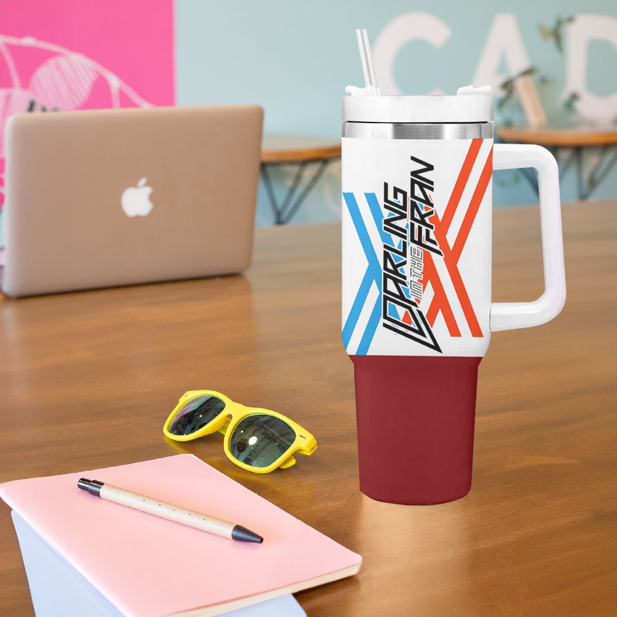 002 Zero Two Strelitzia Tumbler With Handle Anime Style TS04 - The Mazicc - One Size: 40 oz - Multicolor -