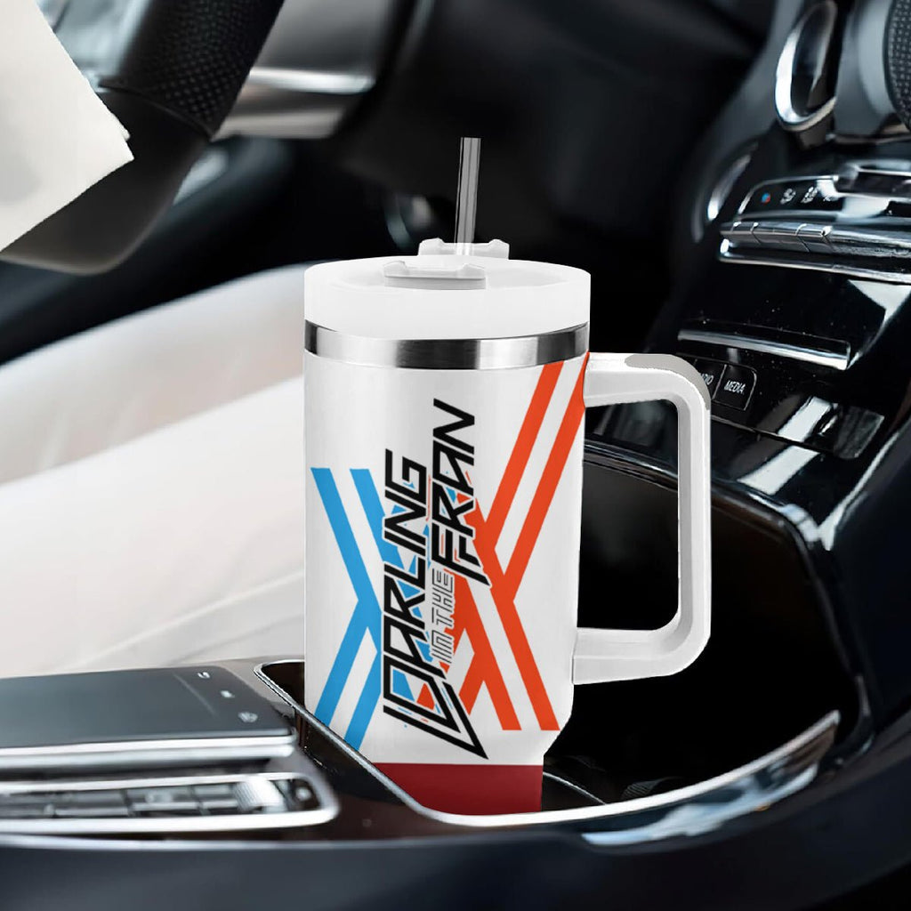 002 Zero Two Strelitzia Tumbler With Handle Anime Style TS04 - The Mazicc - One Size: 40 oz - Multicolor -