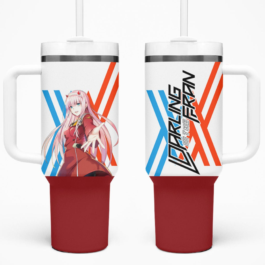 002 Zero Two Strelitzia Tumbler With Handle Anime Style TS04 - The Mazicc - One Size: 40 oz - Multicolor -