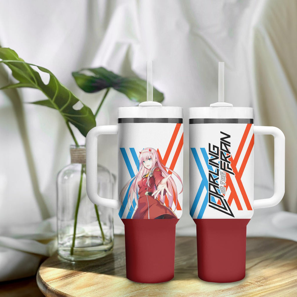 002 Zero Two Strelitzia Tumbler With Handle Anime Style TS04 - The Mazicc - One Size: 40 oz - Multicolor -
