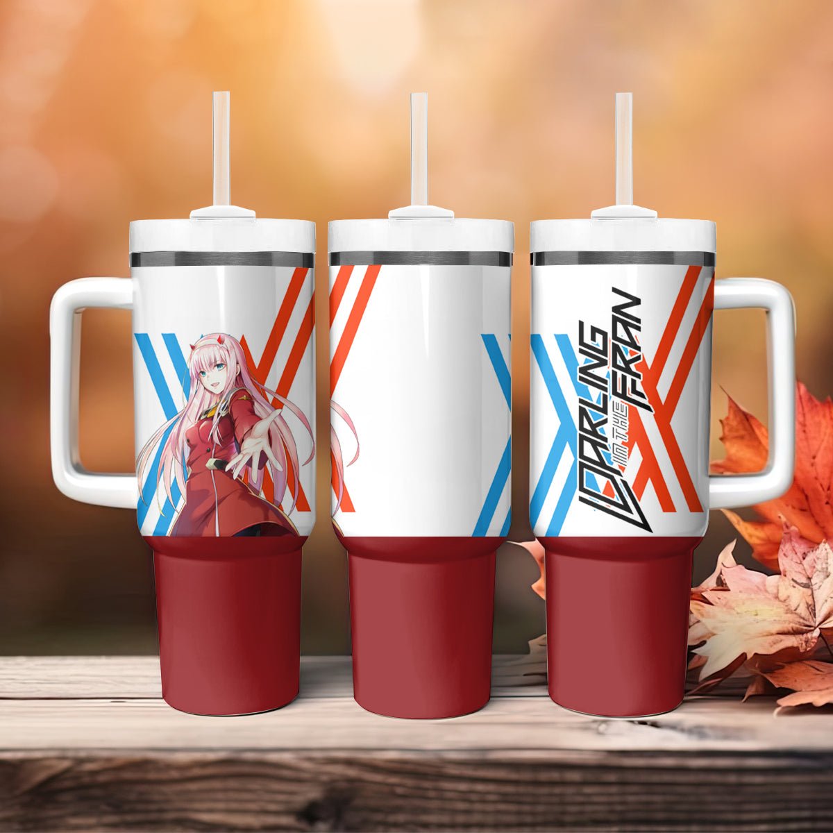 002 Zero Two Strelitzia Tumbler With Handle Anime Style TS04 - The Mazicc - One Size: 40 oz - Multicolor -