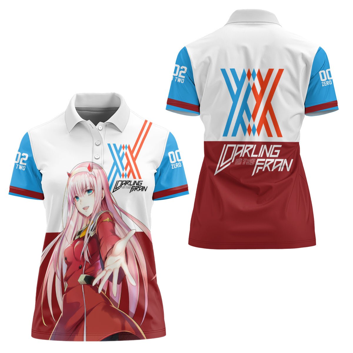 002 Zero Two Strelitzia Women Polo Shirt Anime Style TS04 - The Mazicc - Female - S - Multicolor