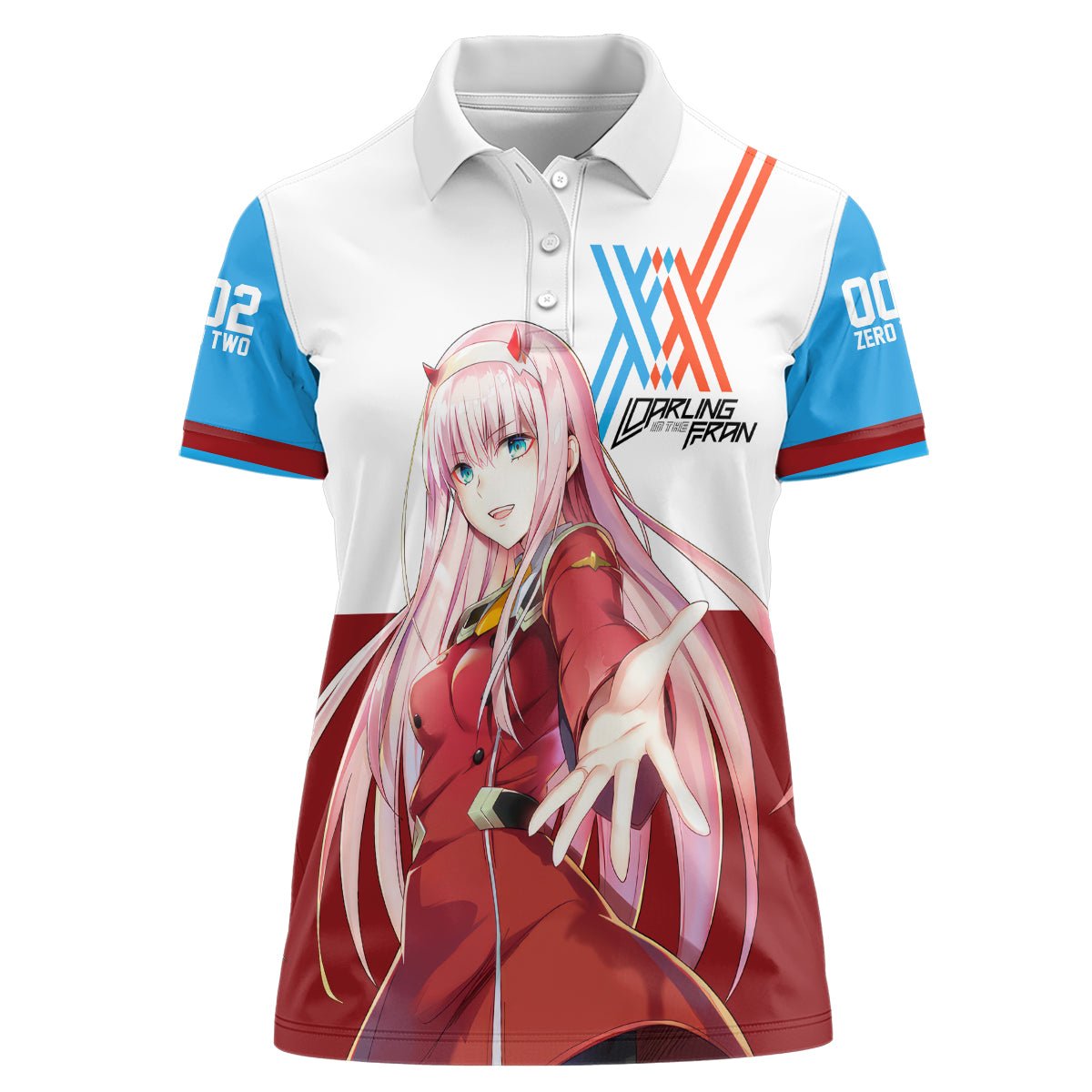 002 Zero Two Strelitzia Women Polo Shirt Anime Style TS04 - The Mazicc - Female - S - Multicolor