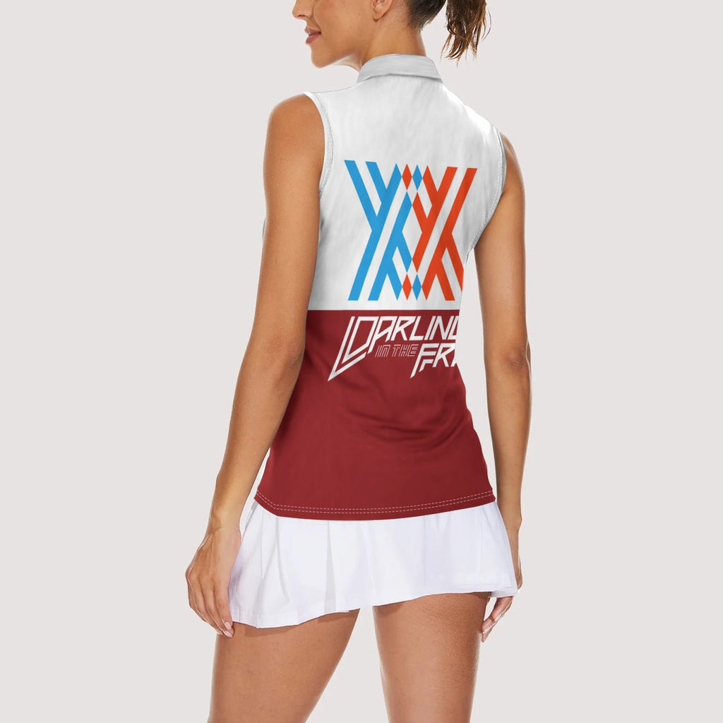 002 Zero Two Strelitzia Women Sleeveless Polo Shirt Anime Style TS04 - The Mazicc - Female - XS - Multicolor