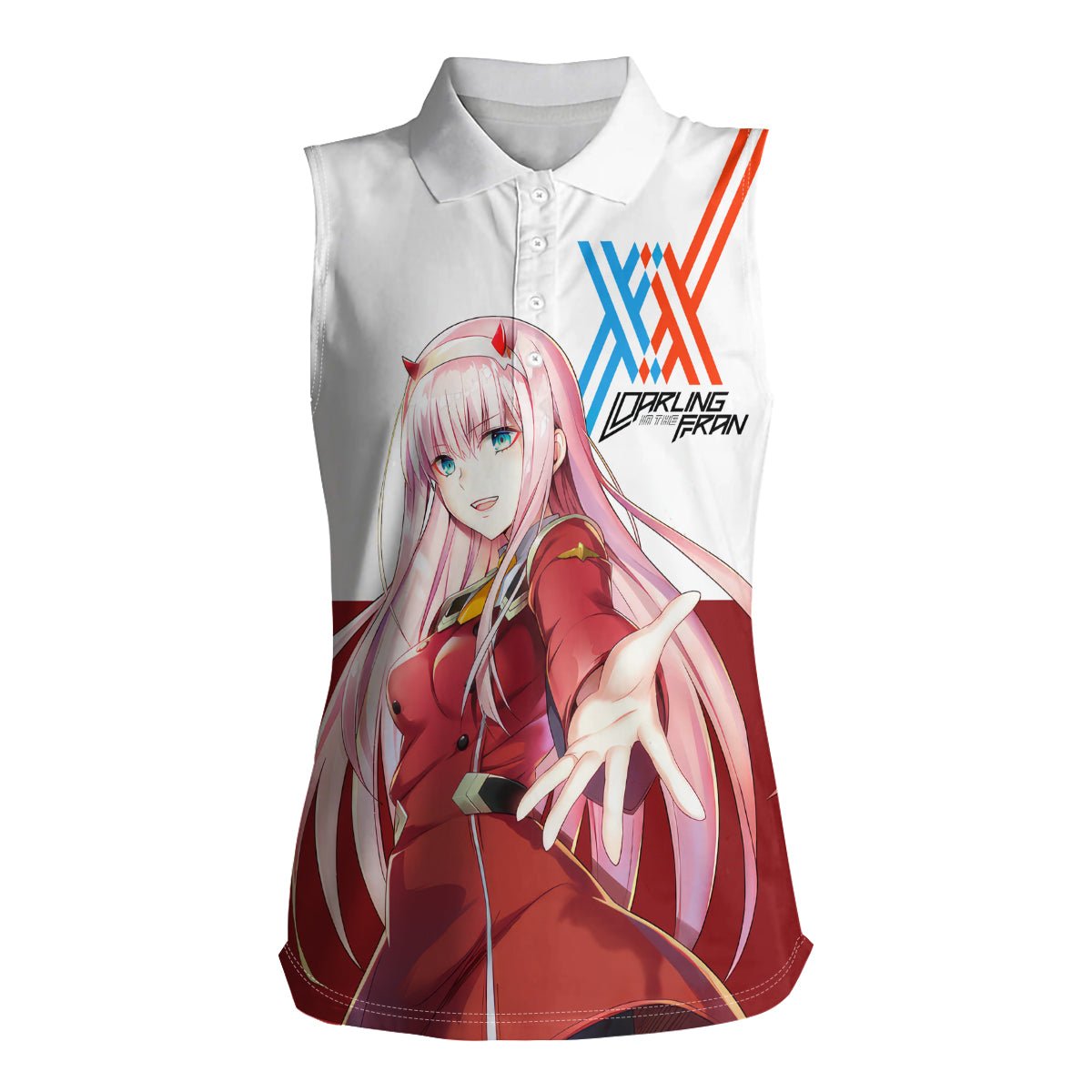 002 Zero Two Strelitzia Women Sleeveless Polo Shirt Anime Style TS04 - The Mazicc - Female - XS - Multicolor