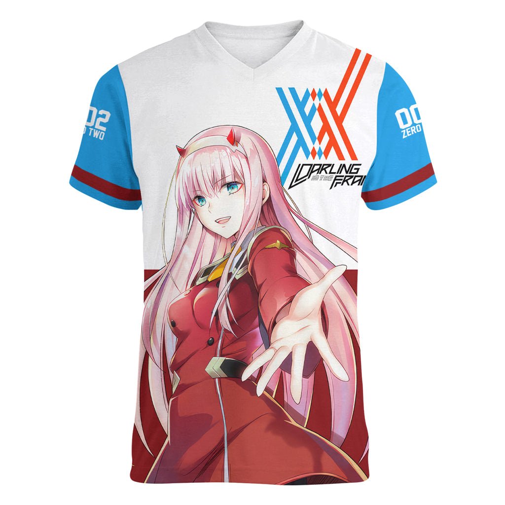 002 Zero Two Strelitzia Women V-Neck T-Shirt Anime Style TS04 - The Mazicc - Female - S - Multicolor