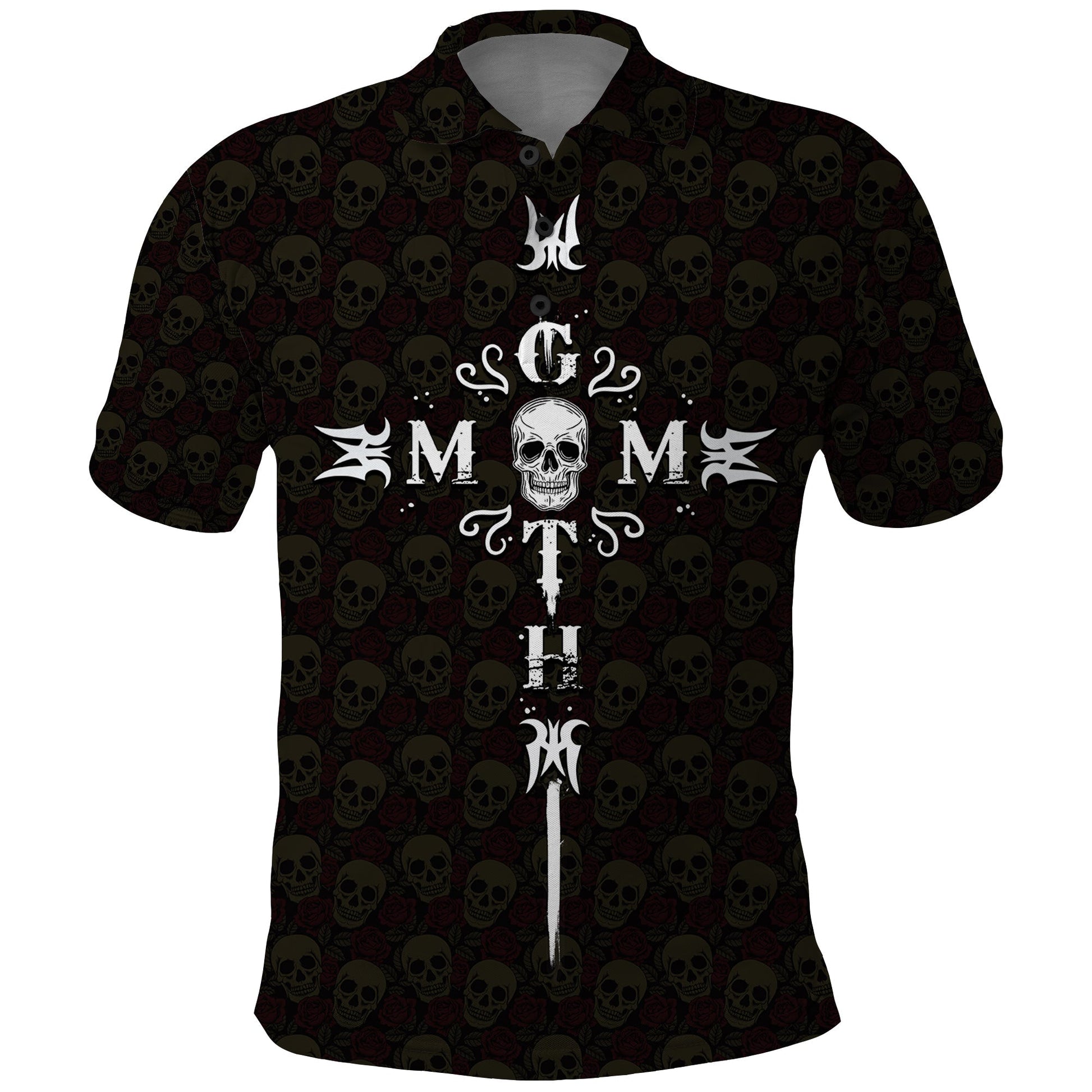 mothers-day-goth-mom-rose-skull-style-polo-shirt