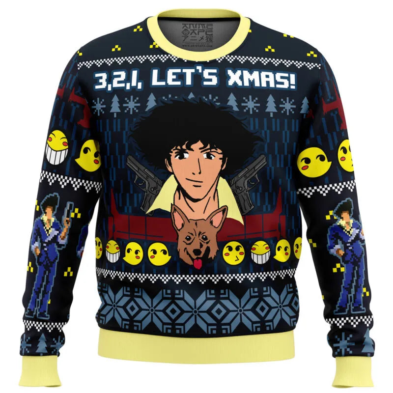 3, 2, 1, Let’s Xmas! Cowboy Bebop Ugly Christmas Sweater