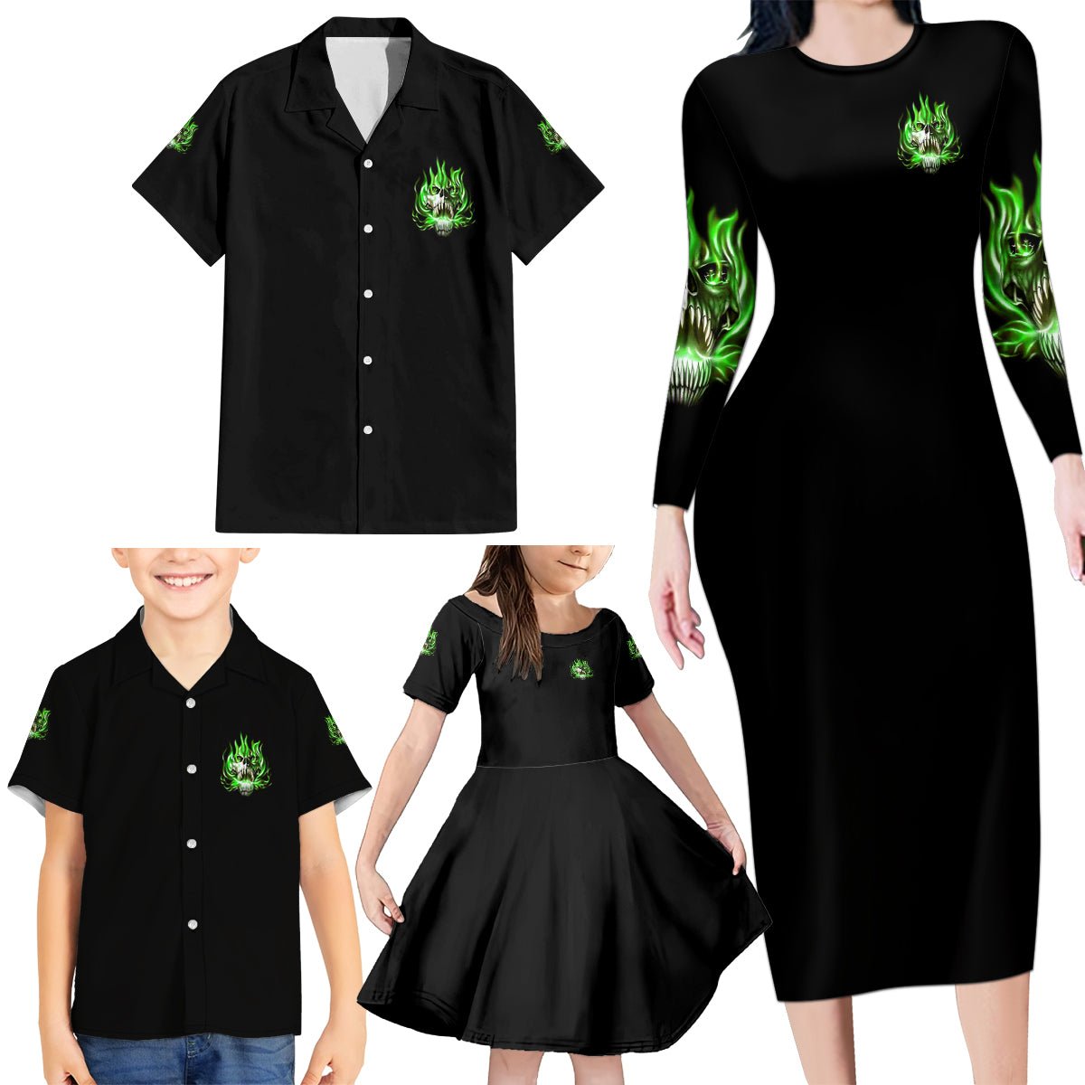 9 Of 10 Voices In My Head Fire Skull Family Matching Long Sleeve Bodycon Dress and Hawaiian Shirt TS04 - The Mazicc - Dad's Shirt - Short Sleeve - S - Multicolor