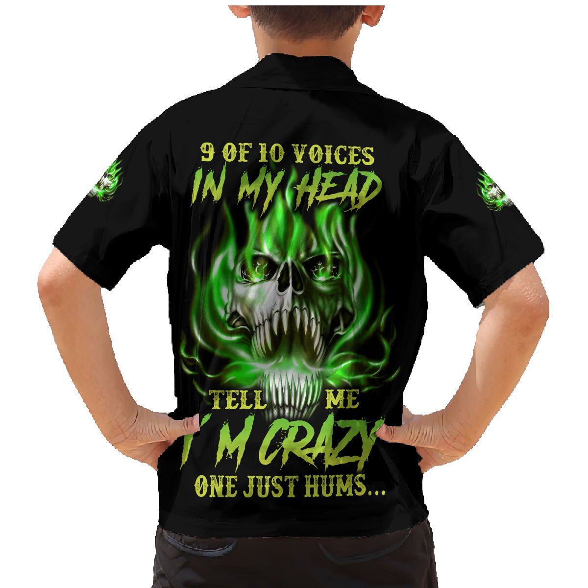 9 Of 10 Voices In My Head Fire Skull Family Matching Mermaid Dress and Hawaiian Shirt TS04 - The Mazicc - Son's Shirt - 2 - Multicolor