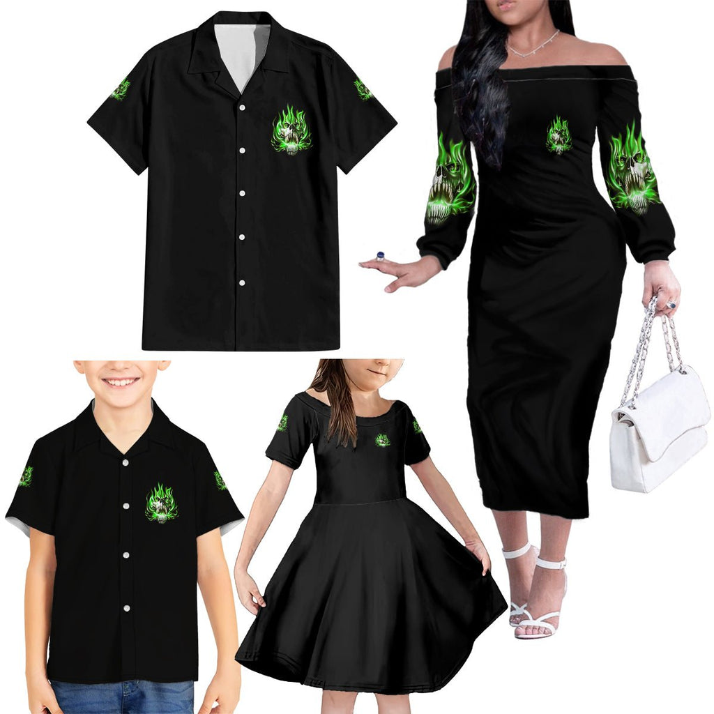 9 Of 10 Voices In My Head Fire Skull Family Matching Off Shoulder Long Sleeve Dress and Hawaiian Shirt TS04 - The Mazicc - Dad's Shirt - Short Sleeve - S - Multicolor