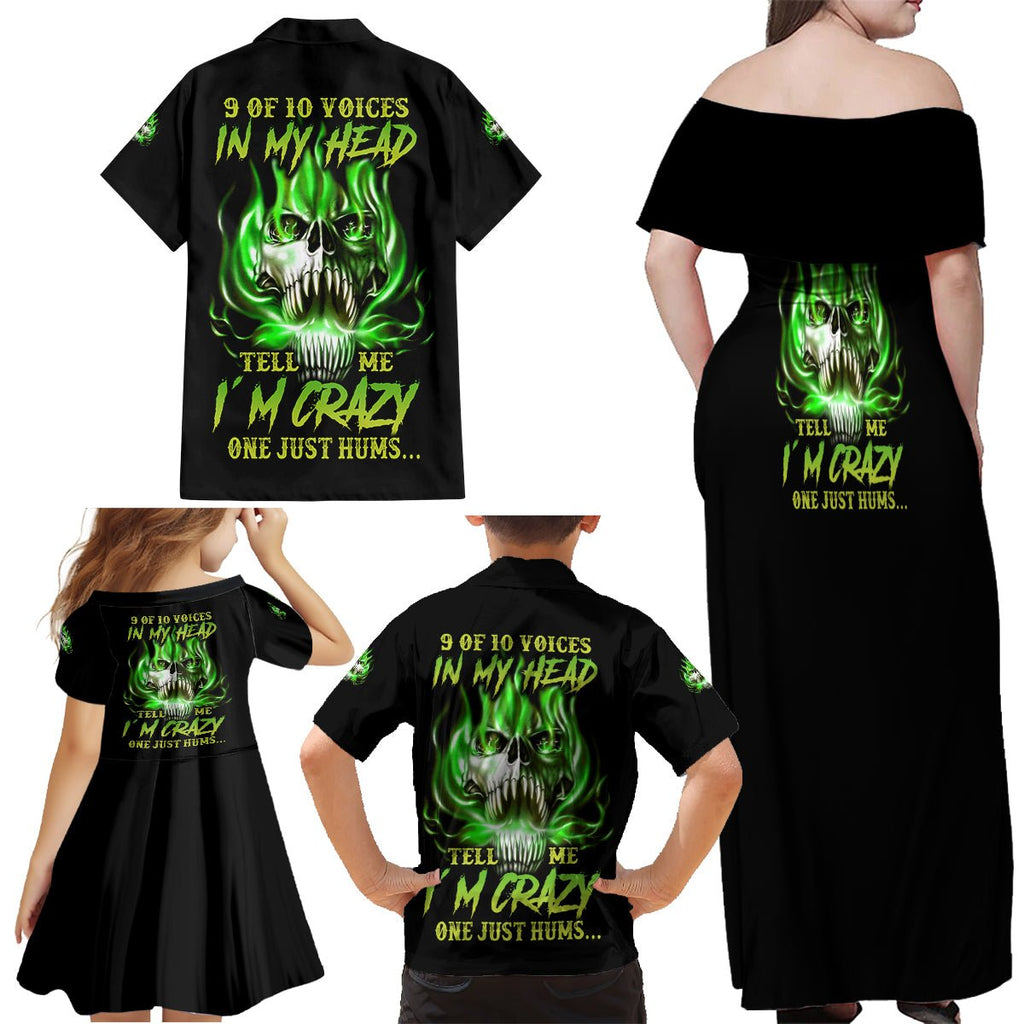 9 Of 10 Voices In My Head Fire Skull Family Matching Off Shoulder Maxi Dress and Hawaiian Shirt TS04 - The Mazicc - Dad's Shirt - Short Sleeve - S - Multicolor