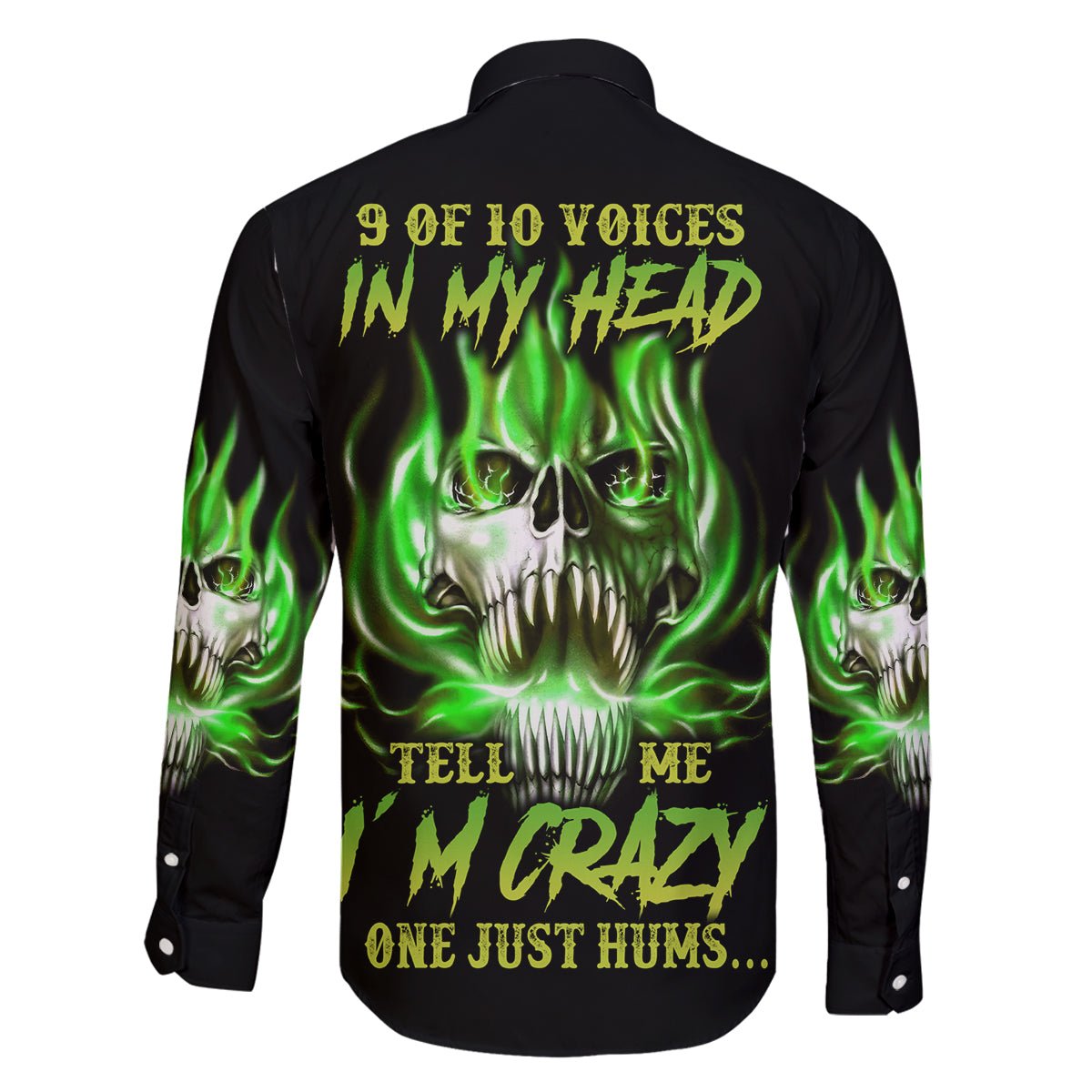 9 Of 10 Voices In My Head Fire Skull Family Matching Off Shoulder Maxi Dress and Hawaiian Shirt TS04 - The Mazicc - Dad's Shirt - Long Sleeve - S - Multicolor